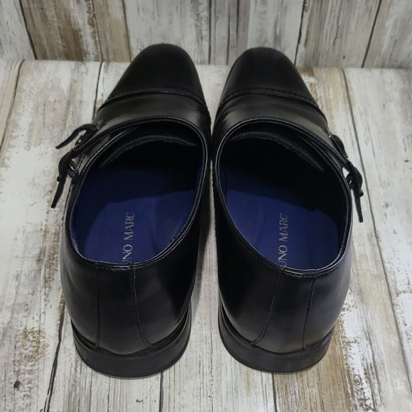 Bruno Marc Mens Black Double Monk‎ Strap Dress Shoes Size 7.5M Cap Toe - Picture 7 of 11